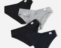 4pack Letter Patched Rib Panty Set