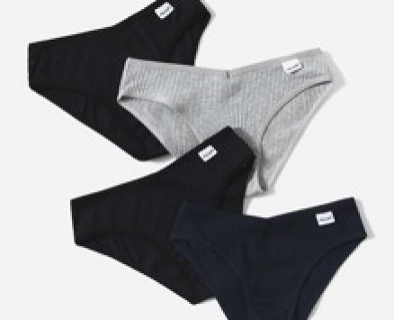 4pack Letter Patched Rib Panty Set
