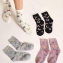 4pairs Butterfly Graphic Crew Socks