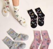 4pairs Butterfly Graphic Crew Socks