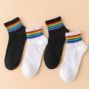 4pairs Rainbow Print Crew Socks