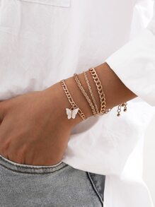 4pcs Butterfly Charm Bracelet