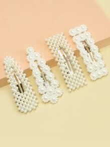 4pcs Faux Pearl Hair Clip