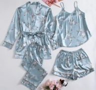 4pcs Floral Print Cami PJ Set
