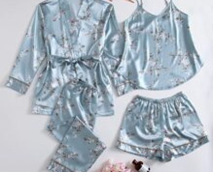 4pcs Floral Print Cami PJ Set