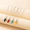 4pcs Geo Stone Pendant Chain Necklace