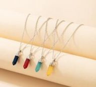 4pcs Geo Stone Pendant Chain Necklace