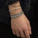 4pcs Guys Rhinestone Decor Chain Bracelet