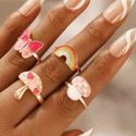 4pcs Mushroom Decor Ring