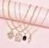 4pcs Rhinestone Decor Chinese Dragon Charm Necklace