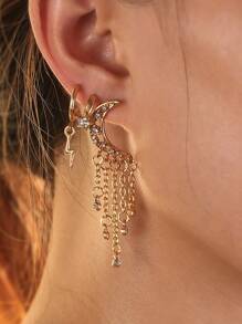 4pcs Rhinestone Decor Earrings