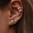 4pcs Rhinestone Decor Star & Butterfly Shaped Earrings