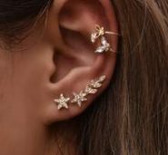 4pcs Rhinestone Decor Star & Butterfly Shaped Earrings