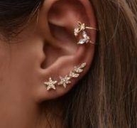 4pcs Rhinestone Decor Star & Butterfly Shaped Earrings