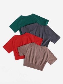 4pcs Seamless High Stretch Raglan Sleeve Sports Tee