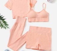 4pcs Seamless Solid Sports Set