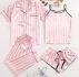 4pcs Striped Satin Pajama Set