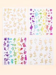 4sheet Snake Pattern Nail Art Sticker