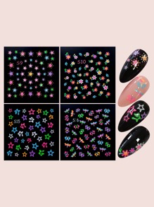 4sheets Flower Pattern Nail Art Sticker