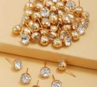 50pcs Rhinestone Decor Stud Earrings