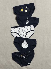 5pack Astronaut & Galaxy Print Panty Set