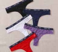 5pack Letter Tape Floral Lace Panty Set