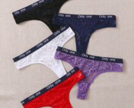 5pack Letter Tape Floral Lace Panty Set