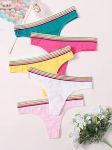 5pack Rainbow Tanga Panty