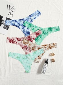 5pack Tie Dye No Show Thong Set