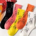 5pairs Bear Print Crew Socks