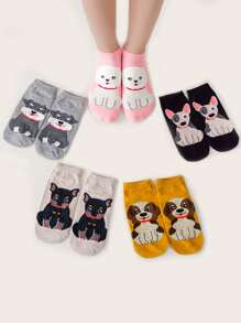 5pairs Cartoon Dog Graphic Socks