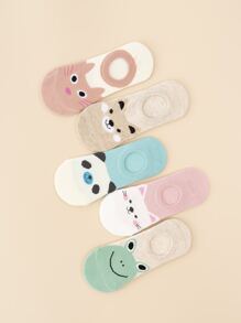 5pairs Cartoon Graphic Invisible Socks