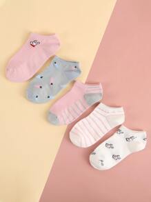 5pairs Cartoon Print Ankle Socks