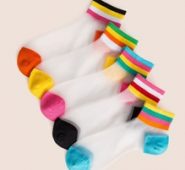 5pairs Clear Striped Pattern Mesh Socks