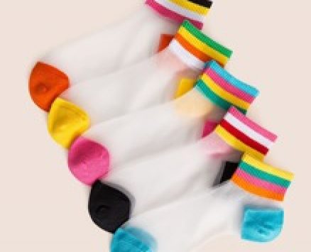 5pairs Clear Striped Pattern Mesh Socks