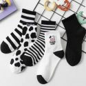 5pairs Cow Print Crew Socks