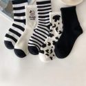 5pairs Cow Print & Striped Crew Socks