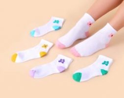 5pairs Flower Print Crew Socks