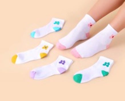 5pairs Flower Print Crew Socks