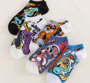 5pairs Guys Cartoon Graphic Ankle Socks