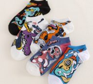 5pairs Guys Cartoon Graphic Ankle Socks