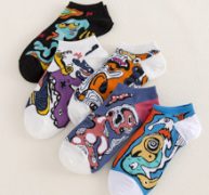 5pairs Guys Cartoon Graphic Ankle Socks