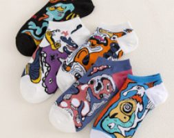 5pairs Guys Cartoon Graphic Ankle Socks