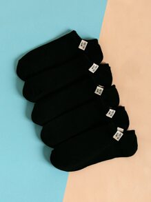 5pairs Guys Cloth Label Decor Socks