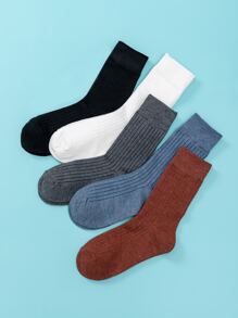 5pairs Guys Simple Crew Sock