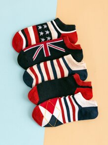 5pairs Guys Striped Ankle Socks