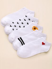 5pairs Heart Pattern Socks