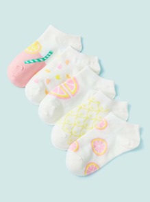 5pairs Lemon Pattern Ankle Socks