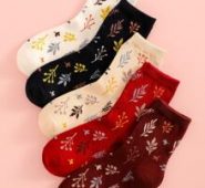 5pairs Plant Pattern Socks