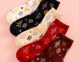 5pairs Plant Pattern Socks